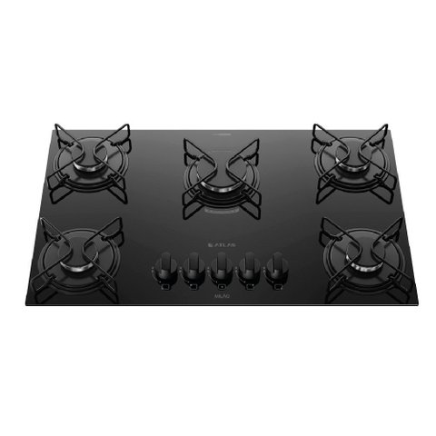 Cooktop 5 Bocas Atlas Milão com Mesa de Vidro e Superacendimento Bivolt