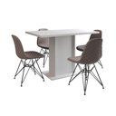 Ver imagem 6 de Mesa Jantar Londres Tampo Branco 120cm 4 Cadeiras Ferro Preto Estofado Nude Médio