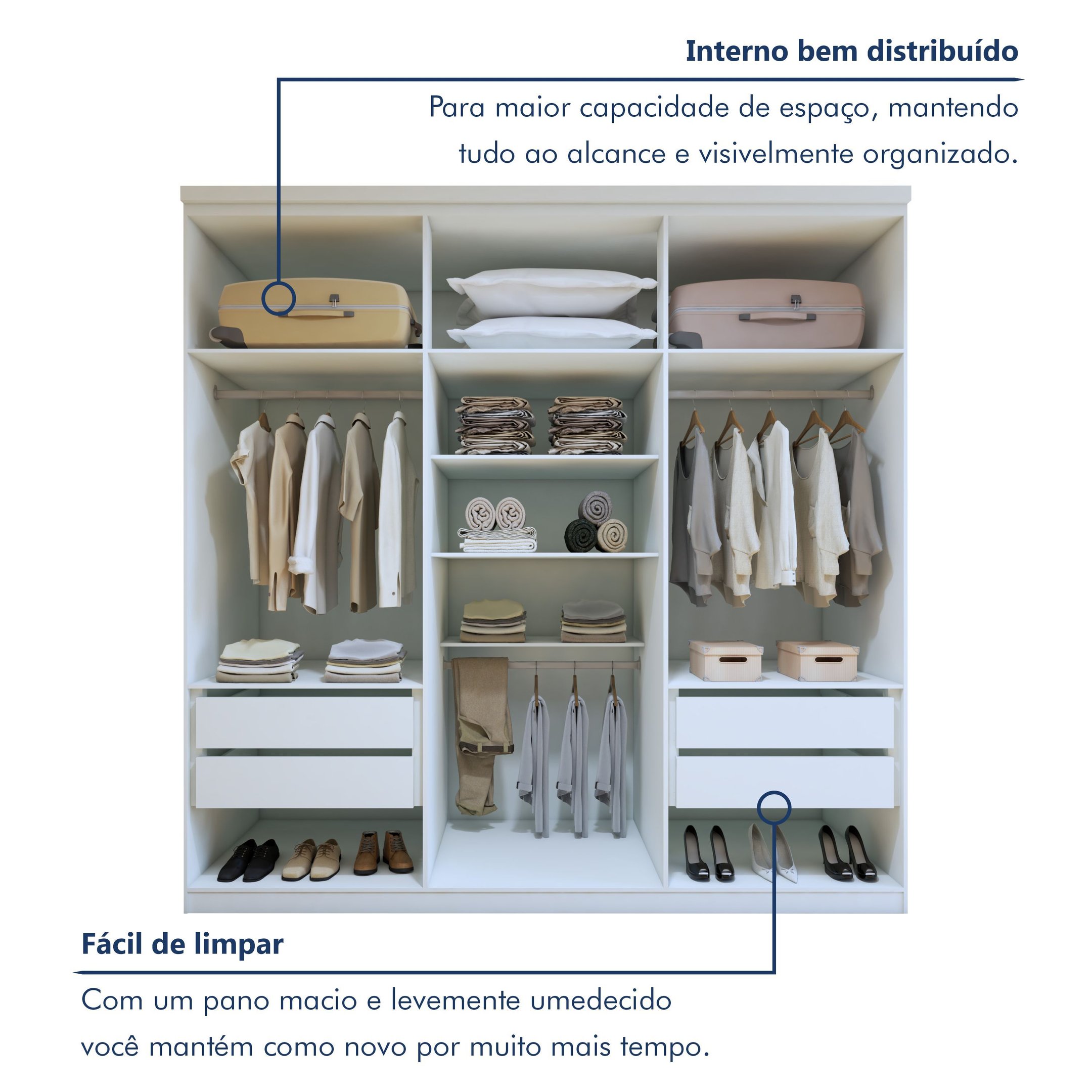 Guarda-Roupa Casal 6 Portas 4 Gavetas Alonzo 100% MDF - 5