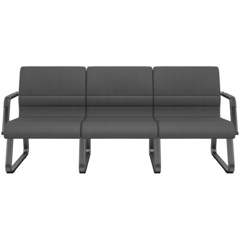 Cadeira Longarina 3 Lugares Recepção com Braço Pés Preto Lev P03 Crepe Preto - Lyam Decor