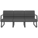 Ver imagem 1 de Cadeira Longarina 3 Lugares Recepção com Braço Pés Preto Lev P03 Crepe Preto - Lyam Decor