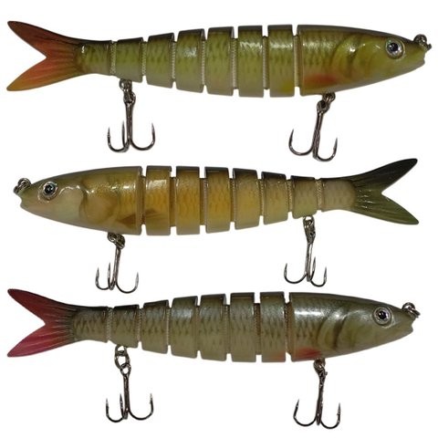 Isca Artificial 3 Peixes Articulada Pesca Pescaria Robalo Lambari Tainha Traira Tucunare Mar Rio Açu