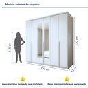 Ver imagem 3 de Guarda-Roupa Casal com Espelho 6 Portas 4 Gavetas Alonzo 100% MDF