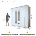 Ver imagem 4 de Guarda-Roupa Casal 6 Portas 4 Gavetas com Espelho 100% MDF 230cm Alonzo Branco