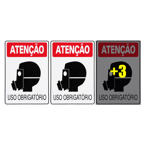 Combo 6 Placas de Sinalização Atenção Máscara Uso Obrigatório 20x30 Acesso - S-201 F9e