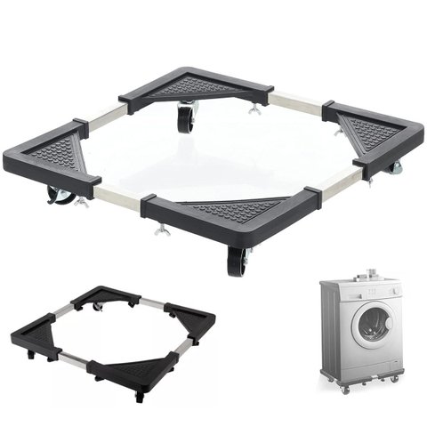 Suporte com Rodinhas Ajustavel para Geladeira Maquina de Lavar Fogao Eletromestico Base Antiderrapan