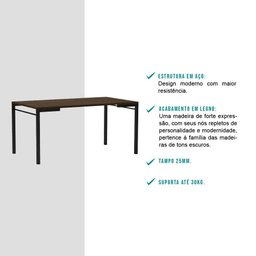 Conjunto Sala de Jantar Santana Preto Mesa e 6 Cadeiras Carraro - 5