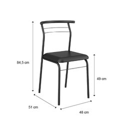Conjunto Sala de Jantar Santana Preto Mesa e 6 Cadeiras Carraro - 2