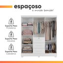 Ver imagem 7 de Guarda Roupas Casal 6 Portas 3 Gavetas com Chave Tami