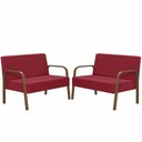 Ver imagem 1 de Kit 2 Poltrona 2 Lugares Jade Braço Madeira D Salla Vermelho