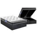 Ver imagem 1 de Cama Box Baú King: Colchão Espuma Probel D20 Guarda Costas Resistente Black + Base Crc Suede Gray(