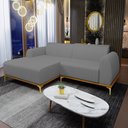 Ver imagem 2 de Sofá 2,30M 4 Lugares com Chaise Esquerdo Pés Gold Molino C-416 Linho Cinza Escuro