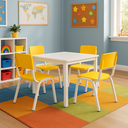 Ver imagem 1 de Conjunto Mesa e 4 Cadeiras Coloridas Escolar Infantil Jardim de Infância