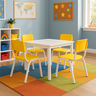 Conjunto Mesa e 4 Cadeiras Coloridas Escolar Infantil Jardim de Infância - 1