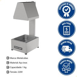 Conservador de Fritura Elétrico Metalcubas 1 Cuba em Inox 220v Mcf01cp - 2
