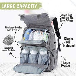 Bolsa Maternidade Mochila Feminina Bebê Impermeável:cinza - 3