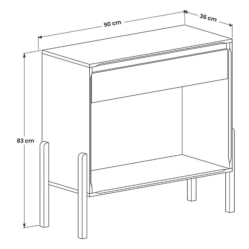 Aparador Sala Libano com 1 Gaveta e Pés de Madeira Maciça Nature/Off White - 4