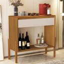 Ver imagem 1 de Aparador Sala Libano com 1 Gaveta e Pés de Madeira Maciça Nature/Off White