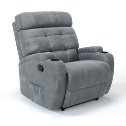 Poltrona do Papai Reclinável em Suede Cinza Reclinação Manual - Modelo Florença - 1