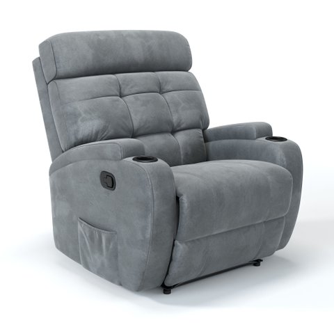 Poltrona do Papai Reclinável em Suede Cinza Reclinação Manual - Modelo Florença