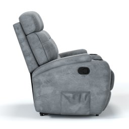 Poltrona do Papai Reclinável em Suede Cinza Reclinação Manual - Modelo Florença - 4