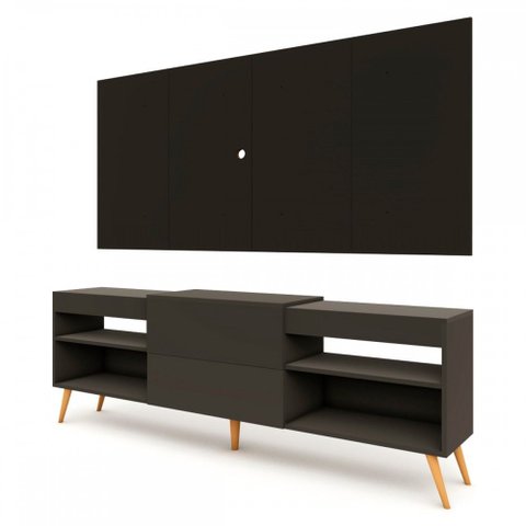Rack com Painel Tv até 60 Polegadas Milão 1 Porta Preto - Pm