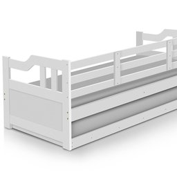 Bicama Solteiro Rústica Madeira Maciça Branco Sally Shop JM - 3