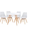 Ver imagem 2 de Combo Leda Mesa Branca Compacta e Versátil com 4 Cadeiras Assento Almofado Design Delicado
