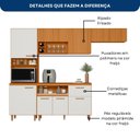 Ver imagem 6 de Cozinha Compacta 10 Portas Balcão Tampo Sicília Yescasa Freijó UV/Off Acetinado/Ripado Frisado