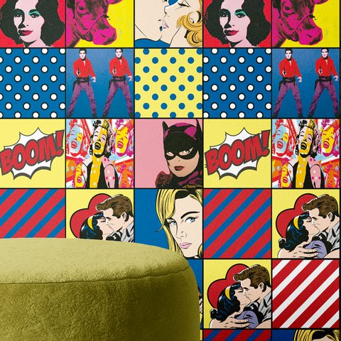 Papel De Parede Adesivo Lavável Pin Up Quadros Anos 90