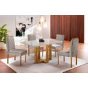 Ver imagem 2 de Conjunto Sala de Jantar 4 Lugares Madeira Maciça Mesa Lisy e Cadeiras Jade Veludo Marrom Acinzentado
