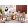Conjunto Sala de Jantar 4 Lugares Madeira Maciça Mesa Lisy e Cadeiras Jade Veludo Marrom Acinzentado - 2