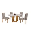 Ver imagem 1 de Conjunto Sala de Jantar 4 Lugares Madeira Maciça Mesa Lisy e Cadeiras Jade Veludo Marrom Acinzentado