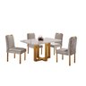 Conjunto Sala de Jantar 4 Lugares Madeira Maciça Mesa Lisy e Cadeiras Jade Veludo Marrom Acinzentado - 1