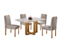 Ver imagem 1 de Conjunto Sala de Jantar 4 Lugares Madeira Maciça Mesa Lisy e Cadeiras Jade Veludo Marrom Acinzentado