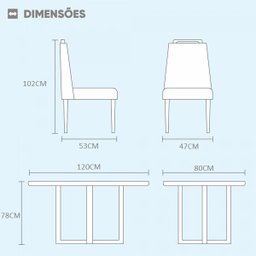 Conjunto Sala de Jantar 4 Lugares Madeira Maciça Mesa Lisy e Cadeiras Jade Veludo Marrom Acinzentado - 7