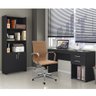 Kit Escritório Completo Office Mesa 2 Gavetas com Armário Multiuso Preto e Cadeira Boston - 1