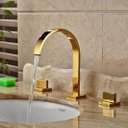 Ver imagem 1 de Torneira Misturador Lavabo Banheiro Duplo Comando Dourada