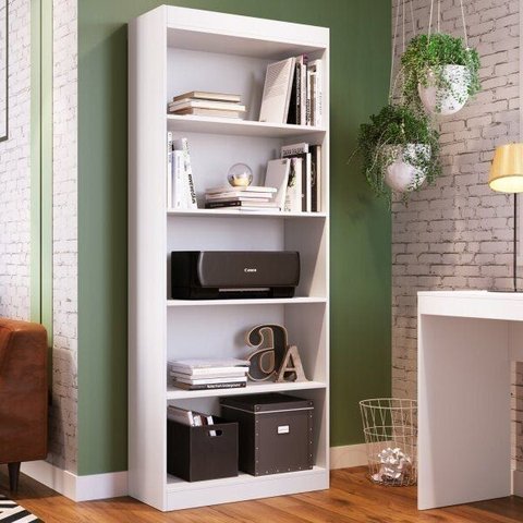 Estante de Livros 70CMX181CM 4 Prateleiras Bergamo Branco