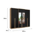 Ver imagem 4 de Guarda Roupa Casal Valência Glass 6 Portas Capuccino Preto - Thb Móveis