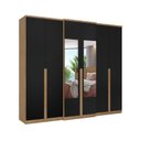 Ver imagem 1 de Guarda Roupa Casal Valência Glass 6 Portas Capuccino Preto - Thb Móveis