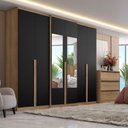 Ver imagem 2 de Guarda Roupa Casal Valência Glass 6 Portas Capuccino Preto - Thb Móveis