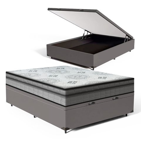 Cama Box Baú com Colchão Espuma D33 Pillow In Anjos Ortosleep Casal 138cm