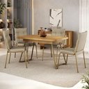 Ver imagem 1 de Conjunto Sala de Jantar 4 Cadeiras Siena Carraro Carvalho Dourado