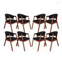 Ver imagem 1 de Kit 8 Cadeira Poltrona para Sala de Jantar Ravena em Madeira Castanho Suede Preto Ccs