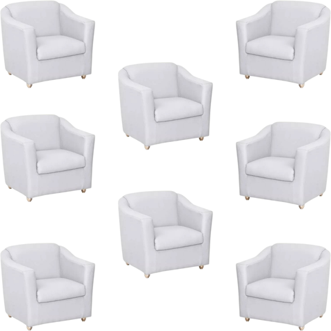 Kit 8 Poltronas Decorativa Reforçada Recepção Clinica Salão Courino Branco