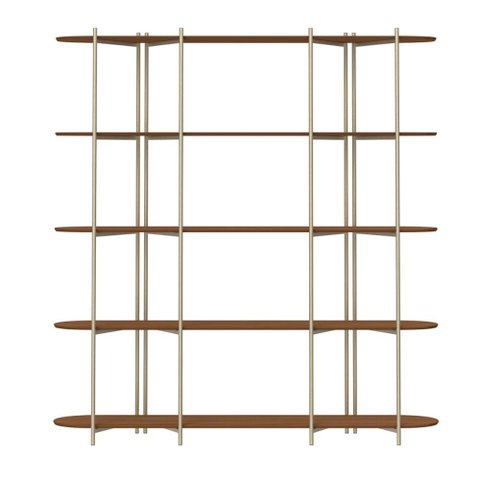 Estante 5 Prateleiras Aço com Mdf Enya 180 Cm Canella com Champanhe