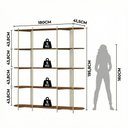 Ver imagem 3 de Estante de Livros 5 Prateleiras Aço com MDF Enya 180 cm - Canella com Champanhe