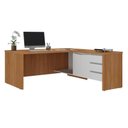 Ver imagem 1 de Mesa Escritorio 3 Gavetas 2 Portas em L Tampo Tamburato 190x180 cm Freijo Branco Artany