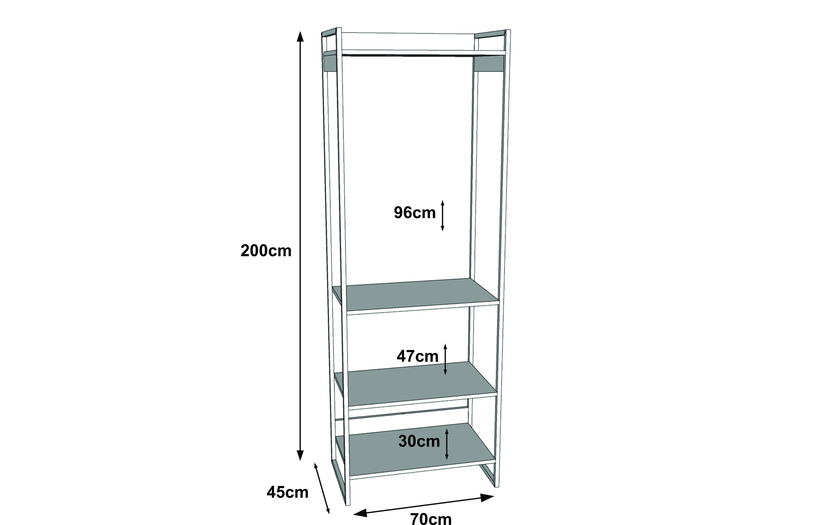 Modulo Closet Industrial Cabideiro Ferro Cobre Preto - 3